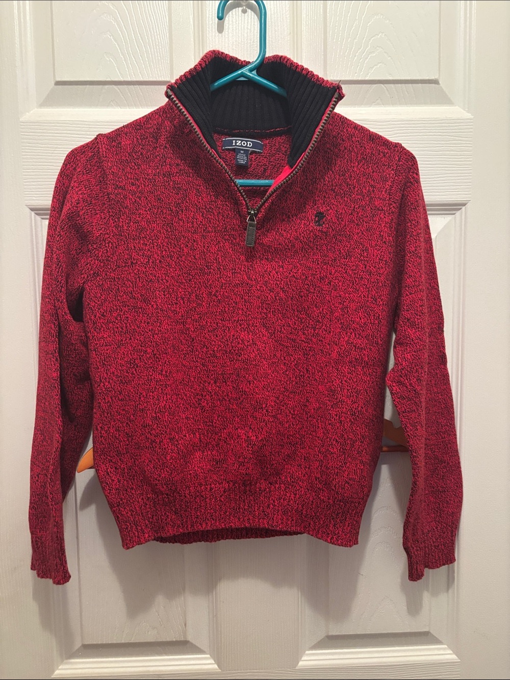 Izod Men's Red Heathered Quarter-Zip Pullover